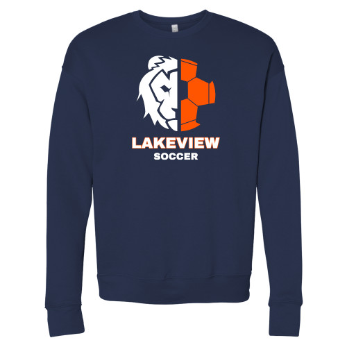  Bella + Canvas Navy Fleece Crew - Half Lion Lakeview Soccer