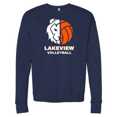  Bella + Canvas Navy Fleece Crew - Half Lion Lakeview Volleyball
