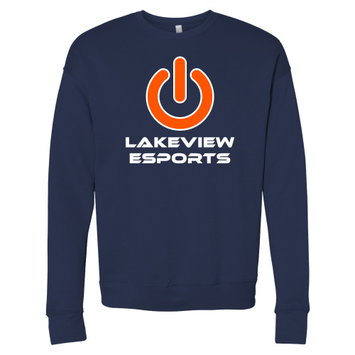  Bella + Canvas Navy Fleece Crew - Lakeview Esports Power Button