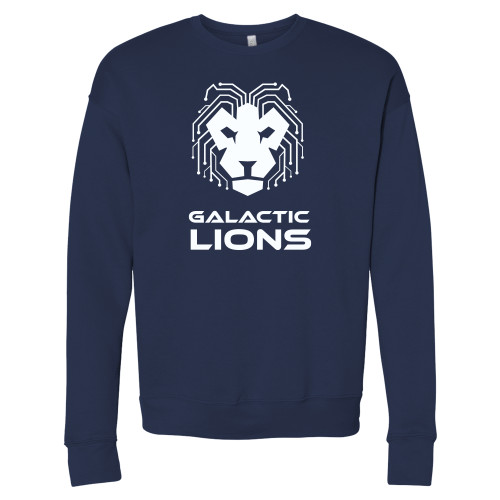  Bella + Canvas Navy Fleece Crew - LA Robotics - Galactic Lions Vertical