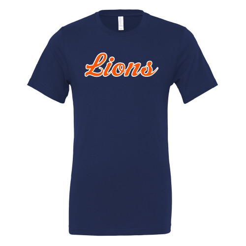  Bella + Canvas Navy Jersey Cotton T Shirt - Lions Script