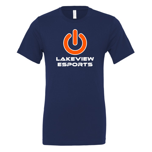  Bella + Canvas Navy Jersey Cotton T Shirt - Lakeview Esports Power Button