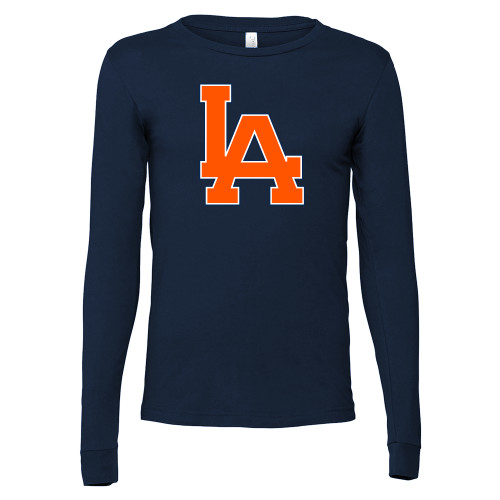  Bella + Canvas Navy Jersey Cotton Long Sleeve T Shirt - LA Monogram