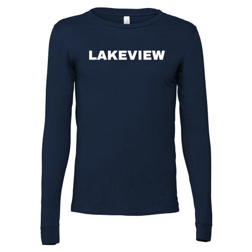 Bella + Canvas Navy Jersey Cotton Long Sleeve T Shirt - Lakeview
