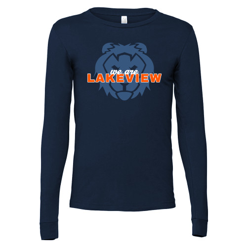  Bella + Canvas Navy Jersey Cotton Long Sleeve T Shirt - We Are Lakeview Lion