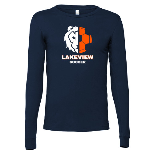  Bella + Canvas Navy Jersey Cotton Long Sleeve T Shirt - Half Lion Lakeview Soccer