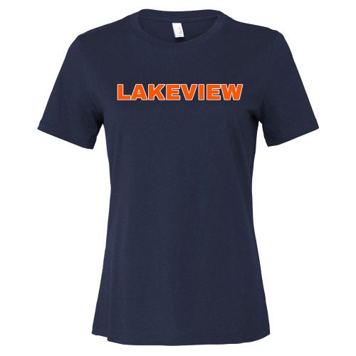  Bella + Canvas Womens Navy Relaxed Cotton T Shirt - Lakeview