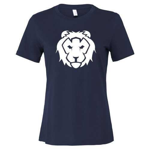  Bella + Canvas Womens Navy Relaxed Cotton T Shirt - Lion