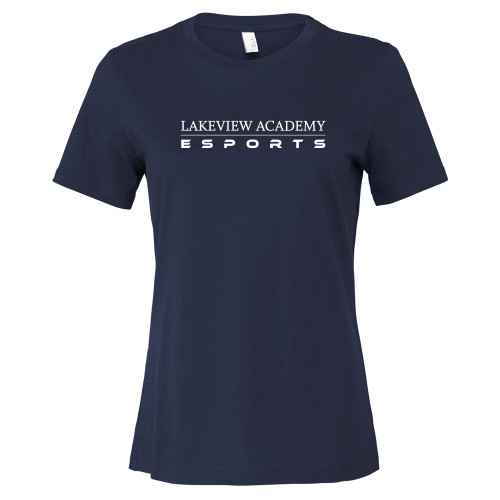  Bella + Canvas Womens Navy Relaxed Cotton T Shirt - Lakeview Academy Esports
