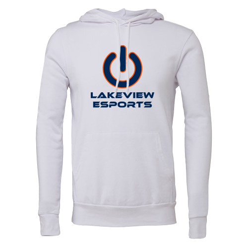  Bella + Canvas White Fleece Hood - Lakeview Esports Power Button