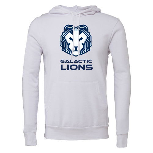  Bella + Canvas White Fleece Hood - LA Robotics - Galactic Lions Vertical