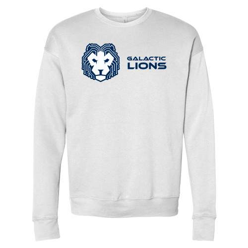  Bella + Canvas White Fleece Crew - LA Robotics - Galactic Lions Horizontal