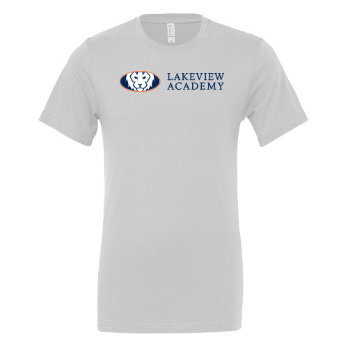  Bella + Canvas White Jersey Cotton T Shirt - Lakeview Academy w Oval Lion Horizontal