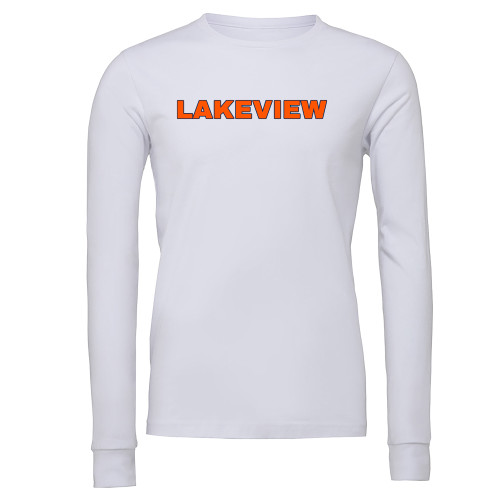  Bella + Canvas White Jersey Cotton Long Sleeve T Shirt - Lakeview