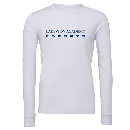  Bella + Canvas White Jersey Cotton Long Sleeve T Shirt - Lakeview Academy Esports