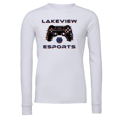  Bella + Canvas White Jersey Cotton Long Sleeve T Shirt - Lakeview Esports Controller