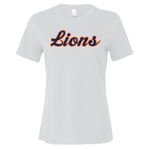  Bella + Canvas Womens White Relaxed Cotton T Shirt - Lions Script