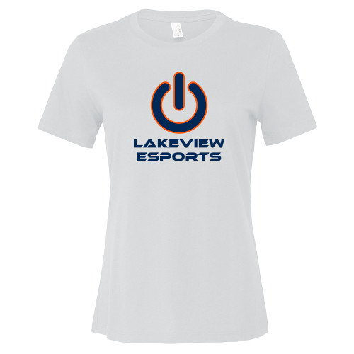 Bella + Canvas Womens White Relaxed Cotton T Shirt - Lakeview Esports Power Button