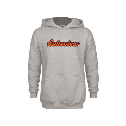 Youth Grey Fleece Hood - Lakeview Script