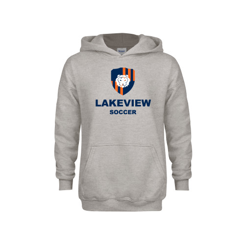  Youth Grey Fleece Hood - Lakeview Shield Soccer