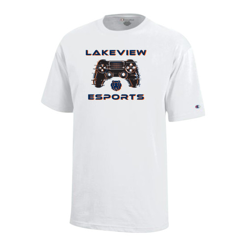  Champion Youth White Short Sleeve Tee - Lakeview Esports Controller