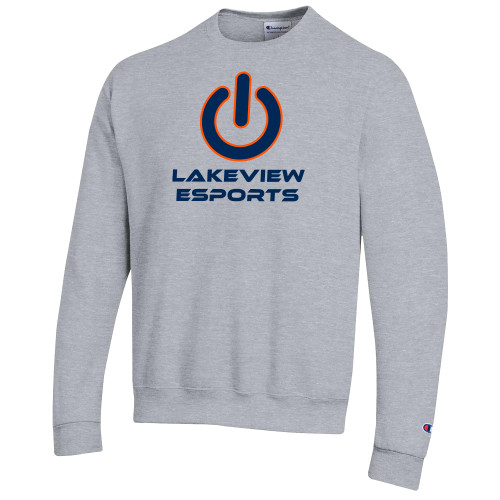  Champion Heather Grey Fleece Crew - Lakeview Esports Power Button