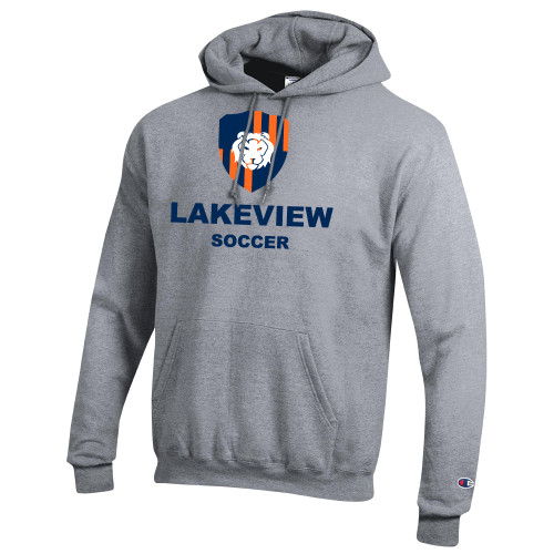  Champion Heather Grey Fleece Hoodie - Lakeview Shield Soccer
