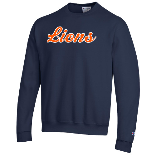  Champion Navy Fleece Crew - Lions Script