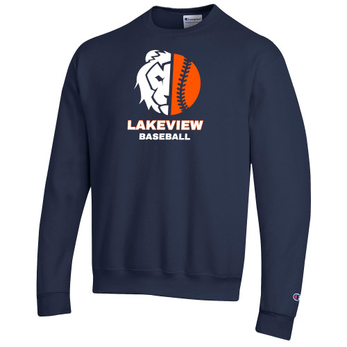  Champion Navy Fleece Crew - Half Lion Lakeview Baseball