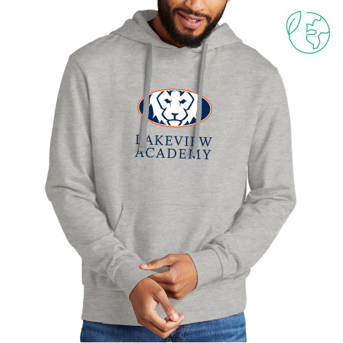  Allmade Light Grey Organic French Terry Pullover Hoodie - Lakeview Academy w Oval Lion Stacked