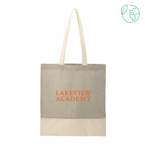  Split Recycled Grey Cotton Twill Convention Tote - Lakeview Academy Stacked