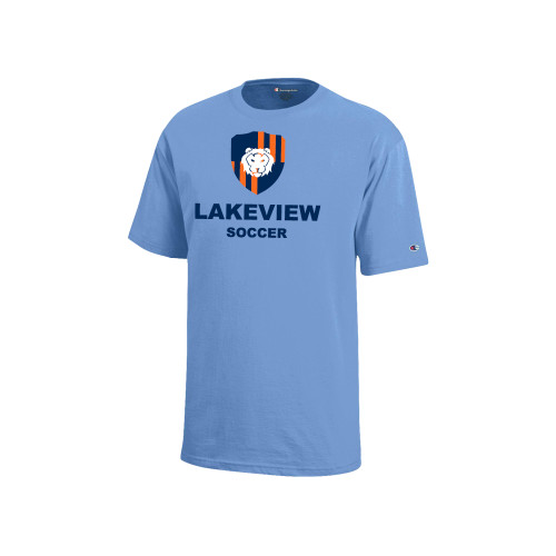  Champion Youth Light Blue Short Sleeve Tee - Lakeview Shield Soccer