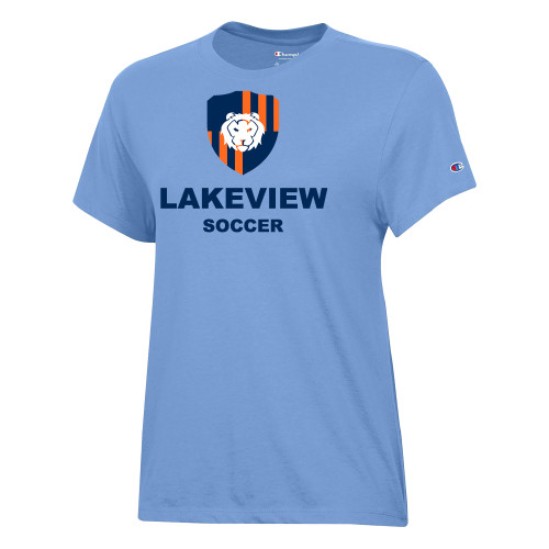  Champion Womens  Light Blue Core Short Sleeve Tee - Lakeview Shield Soccer