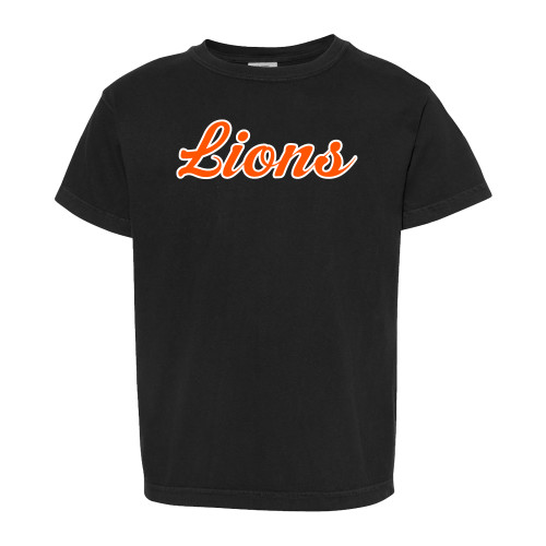  Comfort Colors Youth Black T Shirt - Lions Script