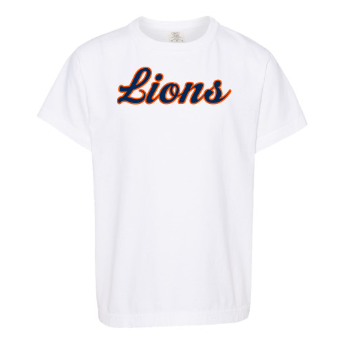  Comfort Colors Youth White T Shirt - Lions Script