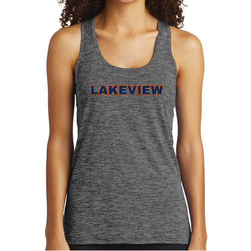  Womens Performance Grey/Black Heather Tank - Lakeview