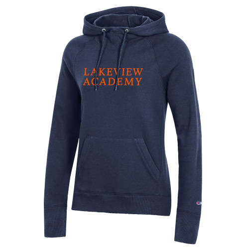 Lakeview Academy Champion Womens Navy Pull Over Hood-XS