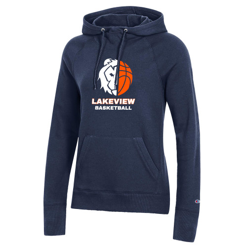  Champion Womens Navy Pull Over Hood - Half Lion Lakeview Basketball