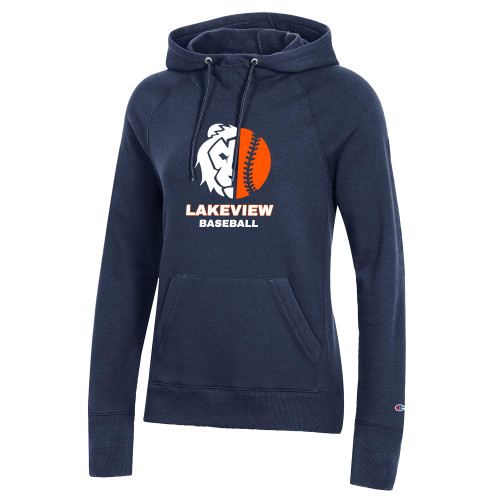  Champion Womens Navy Pull Over Hood - Half Lion Lakeview Baseball
