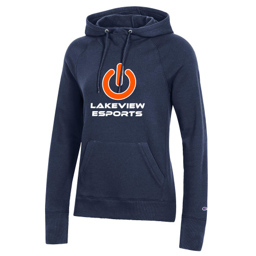 Champion Womens Navy Pull Over Hood - Lakeview Esports Power Button