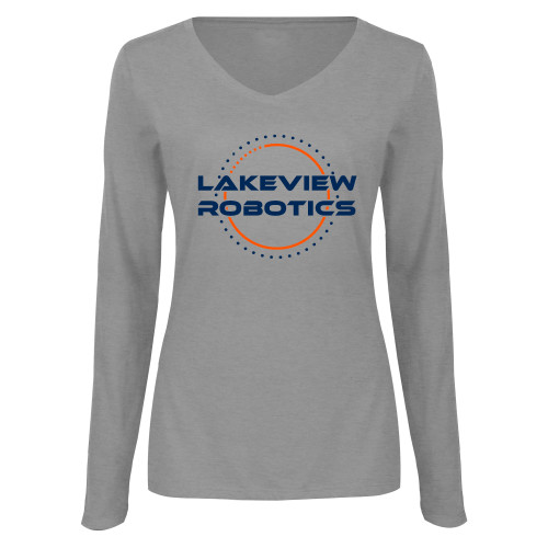 Main Image for  Womens Grey Long Sleeve V Neck Tee 