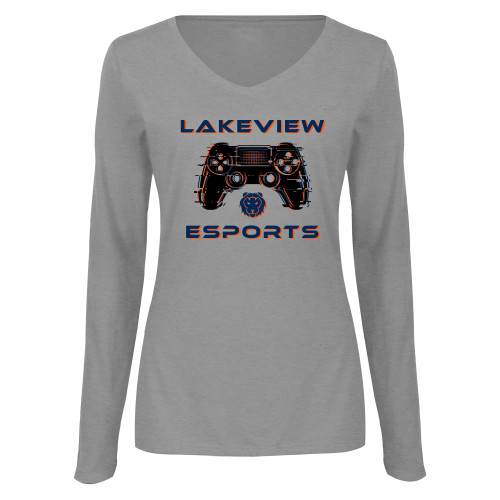Main Image for  Womens Grey Long Sleeve V Neck Tee 