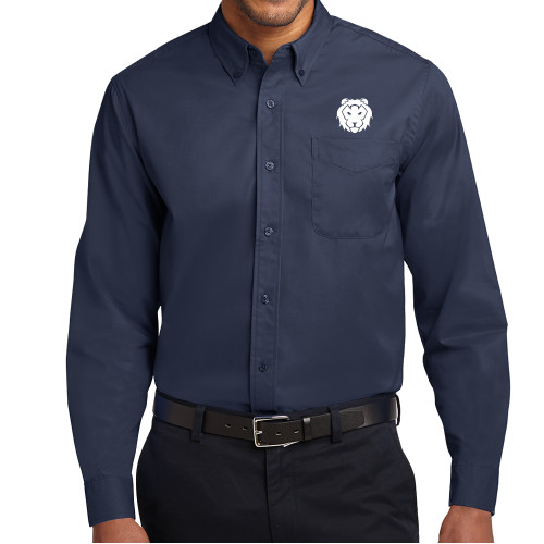  Navy Twill Button Down Long Sleeve - Lion