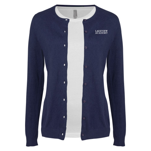  Womens Navy Cardigan Sweater - Lakeview Academy Stacked