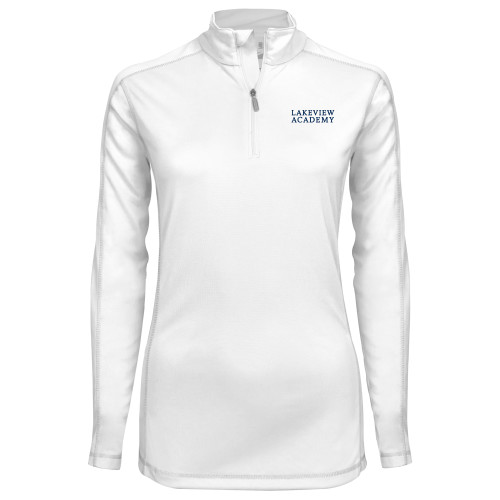  Syntrel Womens White Interlock 1/4 Zip - Lakeview Academy Stacked