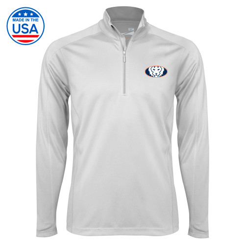  Syntrel White Interlock 1/4 Zip - Oval Lion