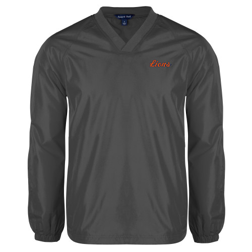  Charcoal V Neck Raglan Windshirt - Lion