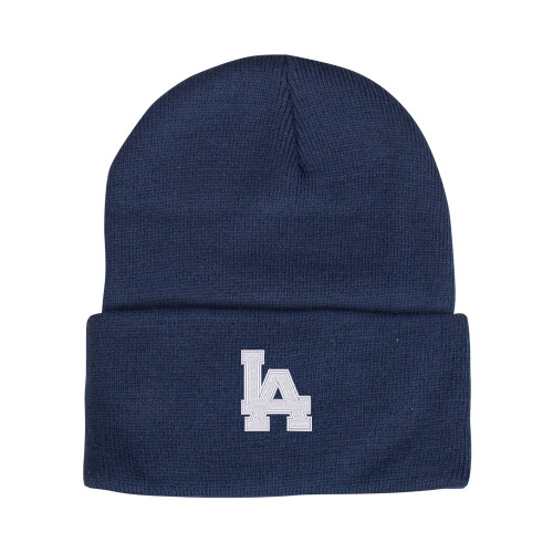  Steel Blue Knit Beanie w/Cuff - LA Monogram