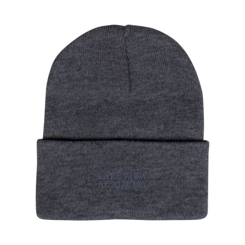  Grey Knit Beanie w/Cuff - Lakeview Academy Stacked