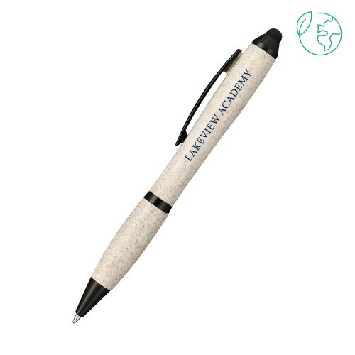  Nash Wheat Straw Ballpoint Beige Stylus Pen - Lakeview Academy Horizontal